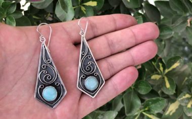 Amazonite silver earrings